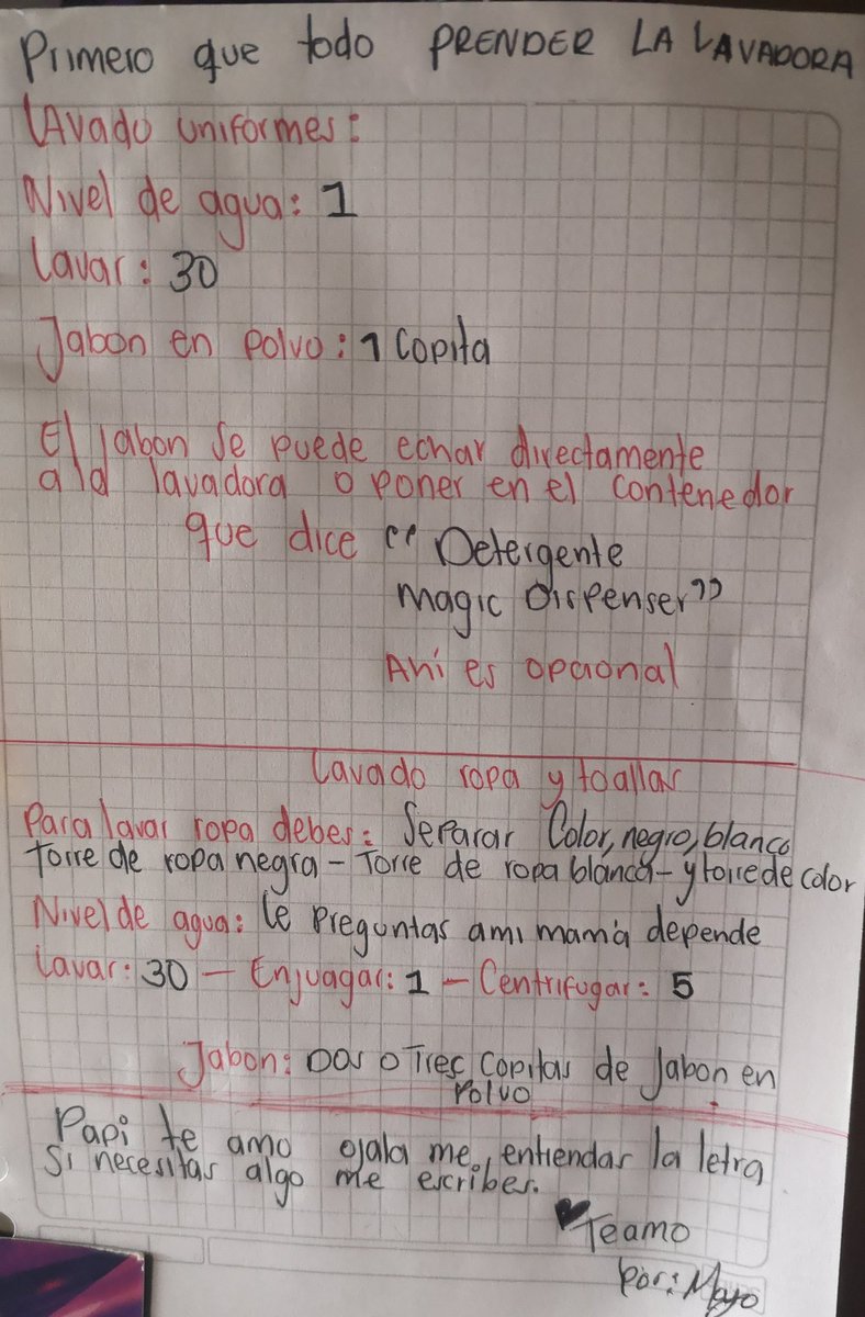 Las indicaciones que le dejó mí hija a mí esposo para utilizar la lavadora. Díganme si no es mucha belleza, ah? 🤣🤣🤣🤣🤣🤣🤣🤣🤣🤣🤣🤣🤣🤣🤣🤣 Dizque ' primero prender la lavadora' JAJAJAJAJAJJAJAJAJAJAJAJAJAJAJA