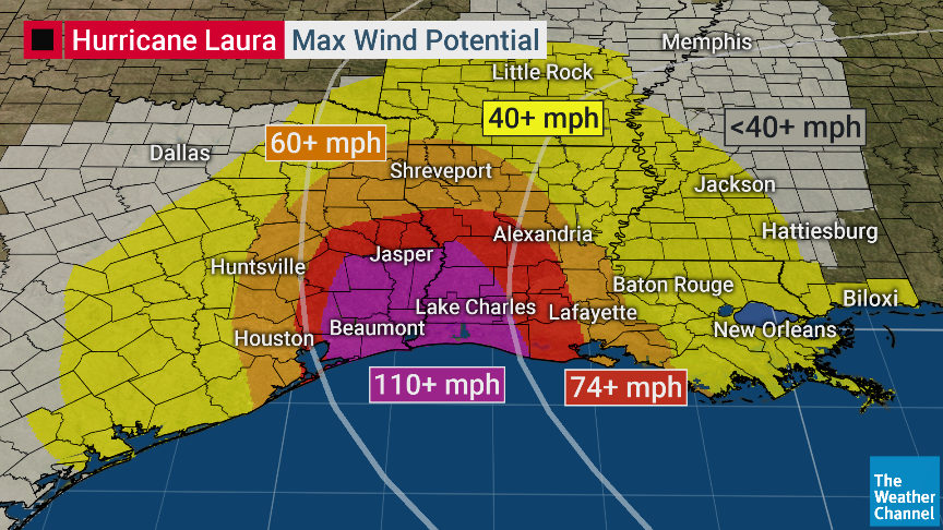 weatherchannel's tweet photo. We could show you another satellite loop of #Laura, but now is the time to get ready for the storm's impacts. Prepare your family and your home for high storm surge values and strong winds. https://t.co/Fz4Ff5mi5c