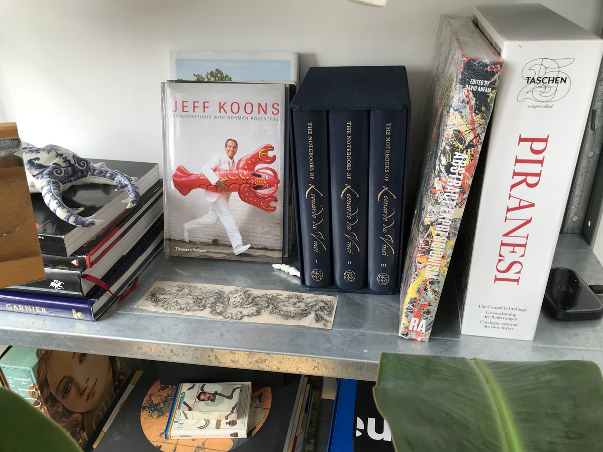 magnusgjoen's tweet photo. We're settling into the new studio with a bit of Piranesi meets Koons. 🦞🦞🖌️
#magnusgjoen #studioinspiration #piranesi #jeffkoons #artbooks #shelfie https://t.co/ldEbWKWkBt
