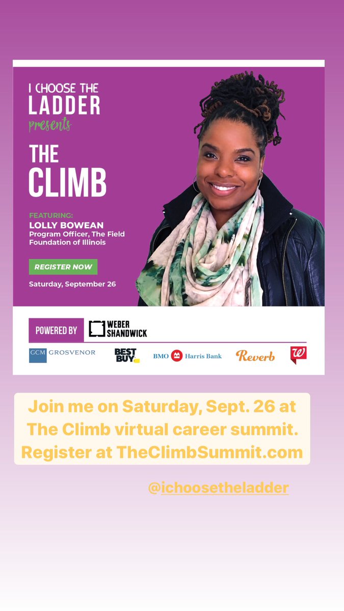 Join me on Saturday, Sept. 26 at The CLIMB virtual career summit. The theme is Reimagining the Narrative and I will be apart of a conversation on how to create an impactful career story. <a href="/icuwatchen/">Watchen</a> #ichoosetheladder