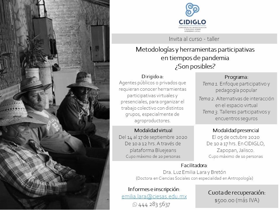 cidiglo's tweet photo. Todavía tenemos lugares disponibles para el curso- taller "Metodologías y herramientas participativas en tiempos de pandemia ¿Son posibles?" que será impartido por la Dr. Emilia Lara de #CIDIGLO ⬇️ https://t.co/A1U8nK4orC
