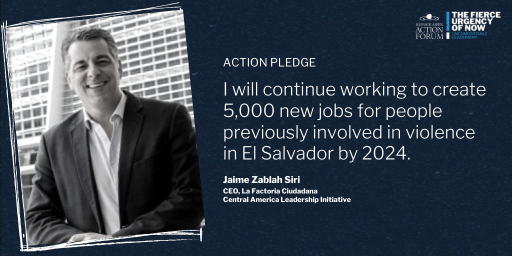 AspenAction's tweet photo. In El Salvador, 29,000 people are in jails that are 320% over capacity & there are 50,000+ active gang members in the country.
@CALIinsights Fellow @jaimezablah made his #ActionPledge to reintegrate these individuals back into society & end the cycle of violence. #AspenAction https://t.co/XLPTx16ZFd