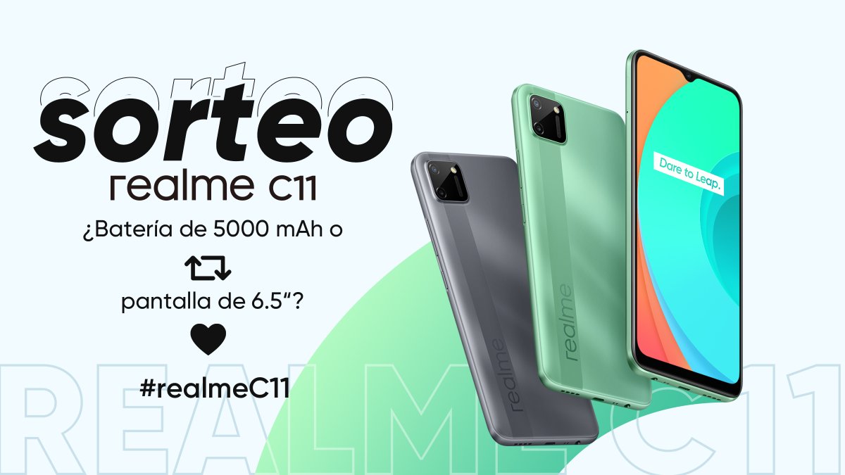 realmeespana's tweet photo. 🟡 SORTEO de nuestro nuevo #realmeC11

Cuéntanos qué te gusta más: batería de 5000 mAh o pantalla de 6.5 pulgadas

Participar es muy sencillo:
▶️ Síguenos
🔁 RT si prefieres batería o  ❤️ Like si prefieres pantalla
🗣️ Comenta con el hashtag #realmeC11

¡Mucha suerte a todos! https://t.co/PaY7IDzEXh