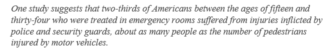 Speaking of an innumeracy that plagues ppl's assessment of problems...Jill Lepore makes an astounding claim that 2/3 of Americans treated in emergency rooms had been injured by police or security guards. h/t  @PsychRabble 1/n https://www.newyorker.com/magazine/2020/07/20/the-invention-of-the-police