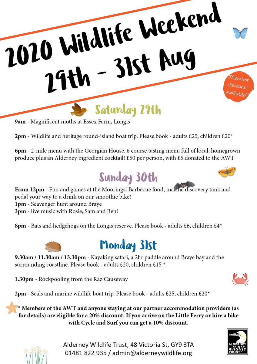 AlderneyWT's tweet photo. It’s the #Alderney #wildlife weekend this Saturday to Monday! Make sure you check out all the really wild events we’ve got on 🥳 https://t.co/59fQRkErqu