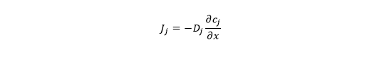 2/nWhere does gs come from? Fick's First Law says the molar flux of species j (Jj) is proportional to the gradient in its concentration (cj = # of particles per unit volume) and the diffusion coefficient Dx: