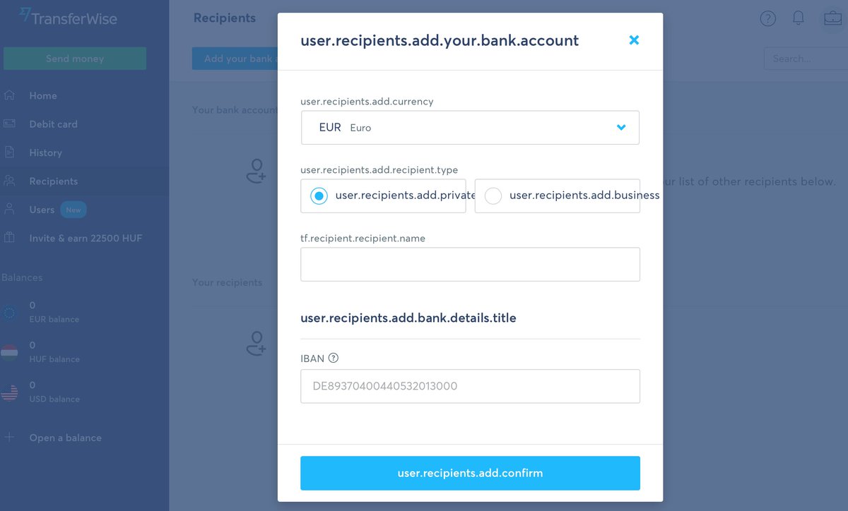 GaborFuredi's tweet photo. @TransferWise :( that's on a brand new account, latest macOS / Safari, with a business account. localization issue? (no errors in console) https://t.co/rDCQfHcXh9