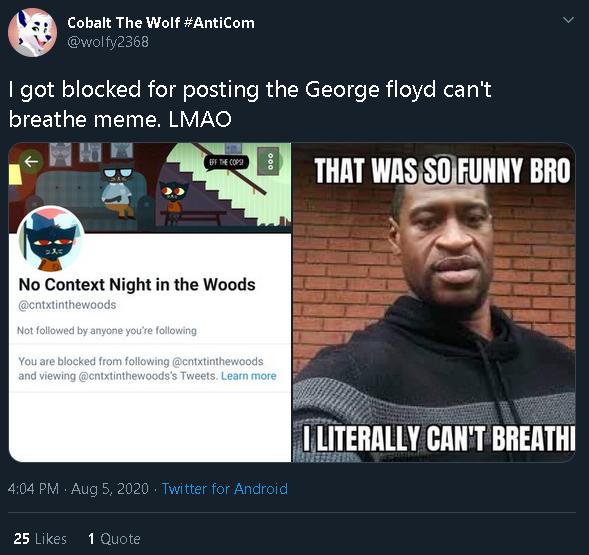He also posted that image of George Floyd, the guy who was killed by cops.