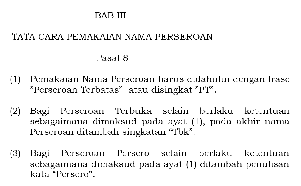 Gambar 2 - Penulisan Singkatan PT Pakai Titik Atau Tidak Bisa Sharing