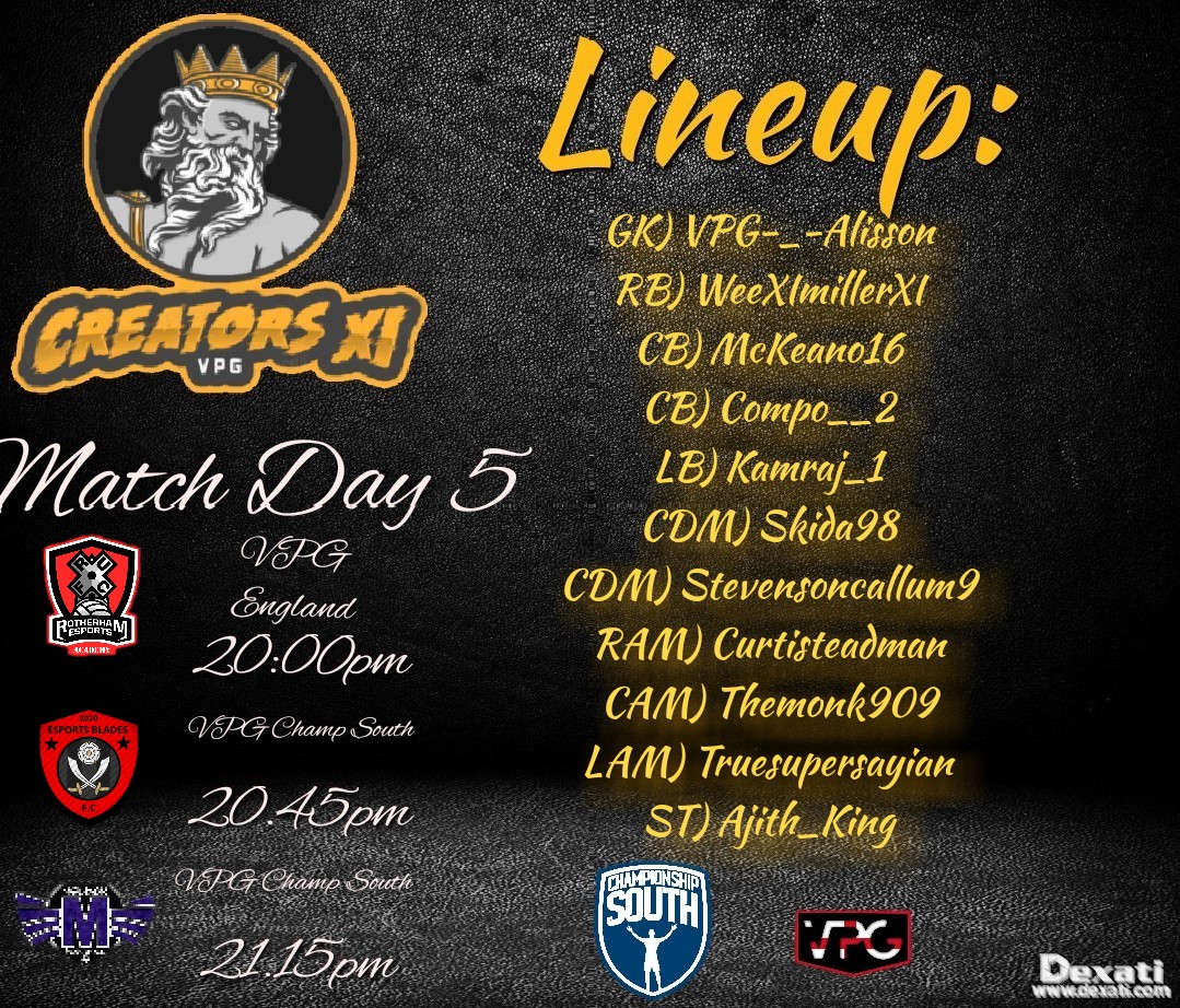 CreatorsXI11's tweet photo. Tonight's games! https://t.co/bN0yF2Xu0Q