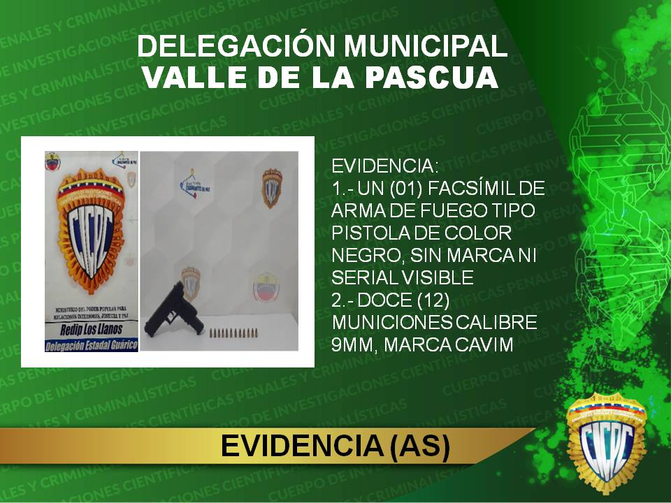 #CICPC  Delegación Municipal Valle de la Pascua, logran capturar 4 ciudadanos x delito previsto y sancionado en la Ley para el desarme, control de armas y municiones.
<a href="/DouglasRicoVzla/">Douglas Rico</a>
<a href="/PRENSACICPC/">PRENSA CICPC</a>
@supervisorediplosllanos
@leonaldoserrano
<a href="/hernanega/">hernanega</a>