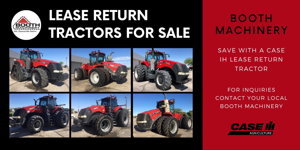 BoothMachinery's tweet photo. Special announcement 📣 Check out our NEW Lease Return Sale Center! Save on a Case IH lease return tractor today 🙌 Call your local Booth Machinery for more information #BoothMachinery #CaseIH #Magnum #Steiger #farming #ag #farmequipment #tractors #sale #safe #dependable #partner https://t.co/Ifv2cZsY4c