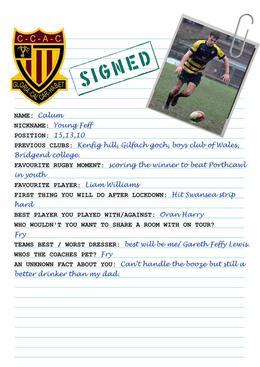 ac_cefn's tweet photo. New signing
Calum aka Young Feffy is following on his father's footsteps signing for the riders. Already better than @feffy19 on and off the pitch and the 2nd most intelligent in the family after Carter. We look forward to the next Lewis to play for Cefn #uppariders https://t.co/kzi8PhyK92