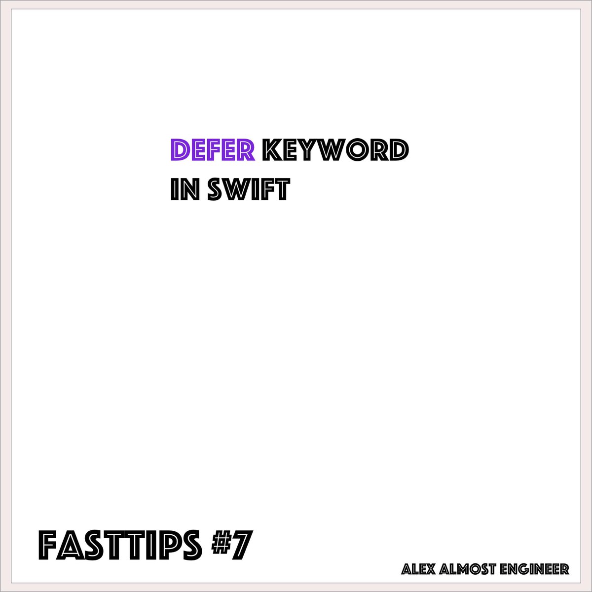 alexksnikol's tweet image. #deferinswift #fasttips #alexalmostengineer #swift #iosdev #iosdeveloper #swiftlang #interviewquestions  @ios_code_review Hi, Did you know where to use defer? I only found that it’s fine for FileHandle and close file after modification but it is also can be in the end of func 🤪