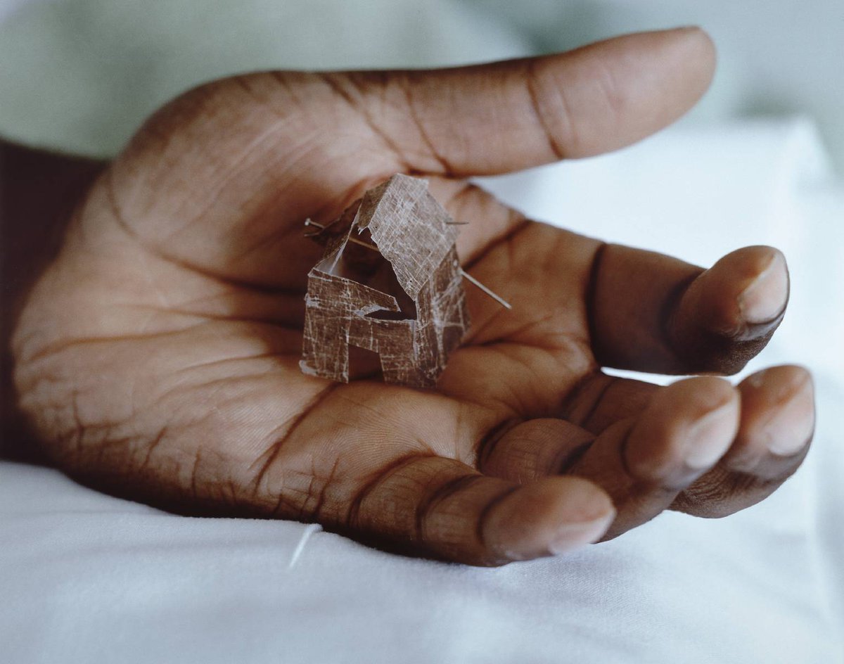 'In The House of My Father', 1996-97. The house - a symbol of home and security - is made from Rodney's own skin, removed during his treatment for sickle cell anaemia, a disease that disproportionately affects people of colour.  https://www.tate.org.uk/art/artworks/rodney-in-the-house-of-my-father-p78529 10/