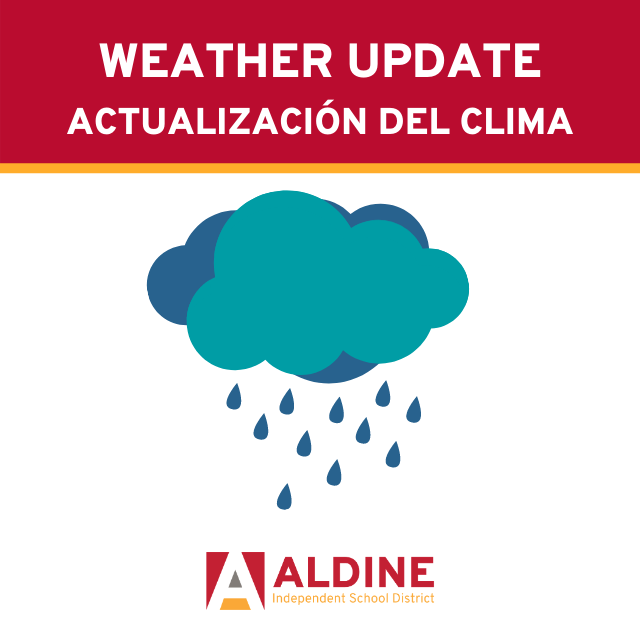 WEATHER UPDATE (8/25) Please be advised that Aldine ISD schools and buildings will be closed Aug. 26-28, due to inclement weather connected to Hurricane Laura. The district will not hold any virtual classes or activities and curbside meal distribution has been canceled.