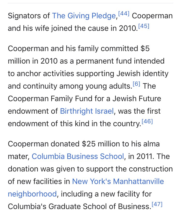 87/ LEE COOPERMAN*Hedge Fund Manager*Bashes socialist candidates but also bashed Trump worse - Trump had some minimalist words for him ;-)Possibly a Kabuki fight but I doubt it, since Lee: -started a charity called “Birthright lsrael” -has ties to Colombia University