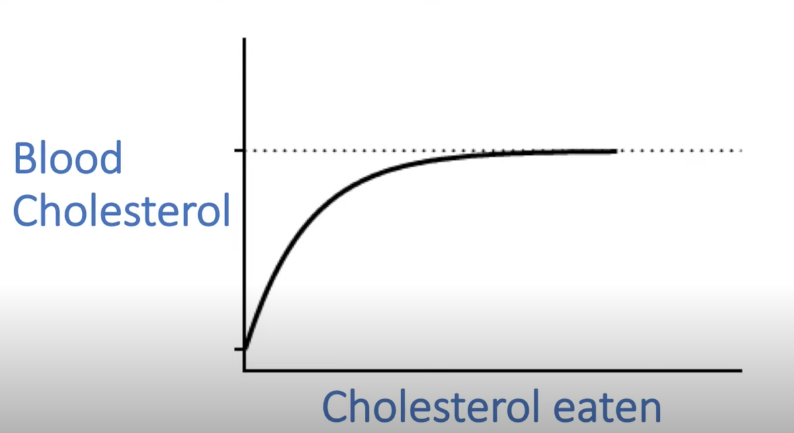 it helps to understand the full breadth of the effectthe effect of food on blood lipids is dependent on context (more specifically, your baseline)i.e. the higher your blood levels, the smaller the effect of a dietary increase in sat fat/cholest http://citeseerx.ist.psu.edu/viewdoc/download?doi=10.1.1.549.6029&rep=rep1&type=pdf
