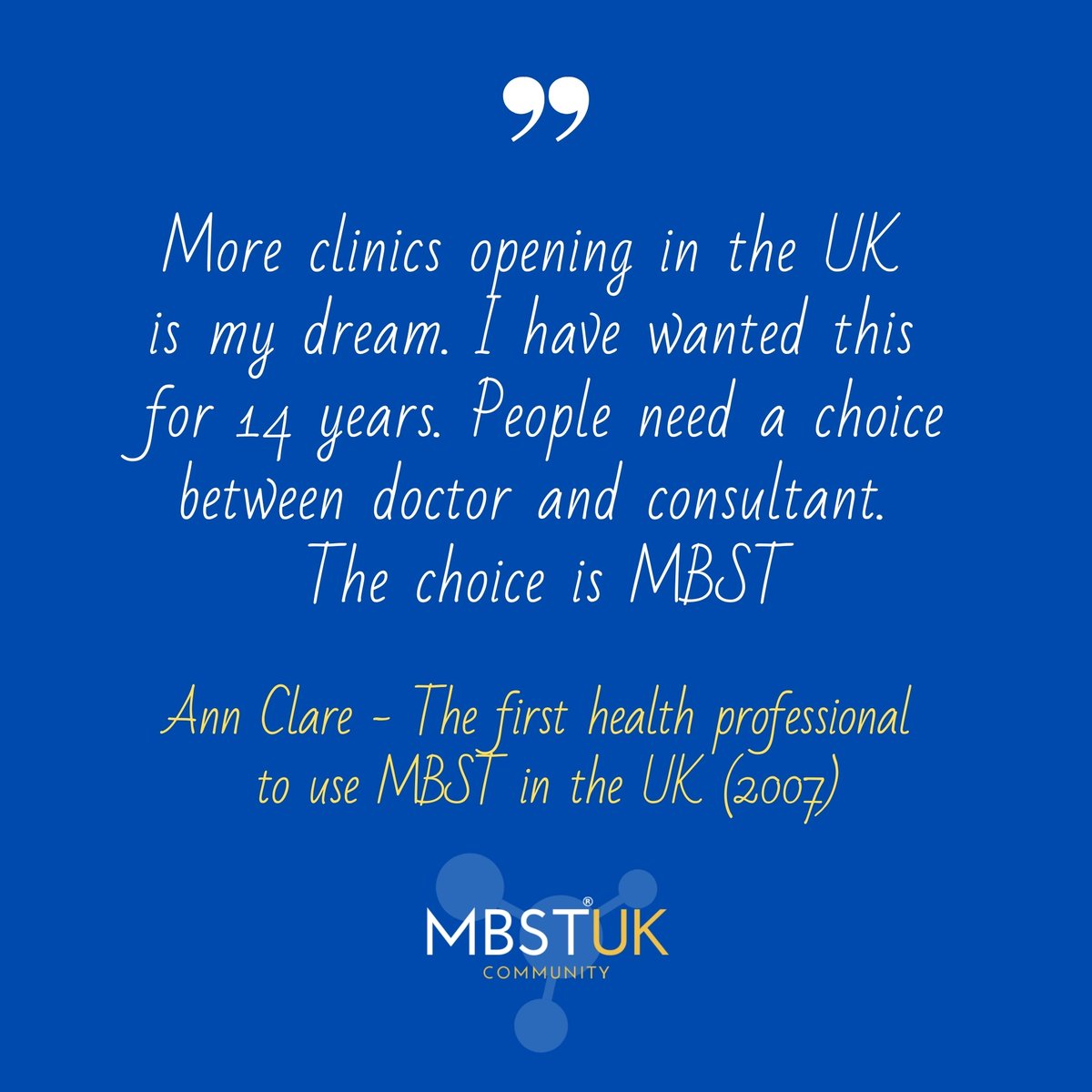 CellRegen's tweet image. ⚕️Health Professional Ann had a dream of more and more clinics opening in the UK to extend the MBSTUK community!

Last week, we had 3️⃣ businesses join us

Welcome:

📍Sheffield Gymnasium 
📍Bath Clinic 
📍Bournemouth Clinic 

#mbstuk #lifechangingtechnology #phsiotherapist