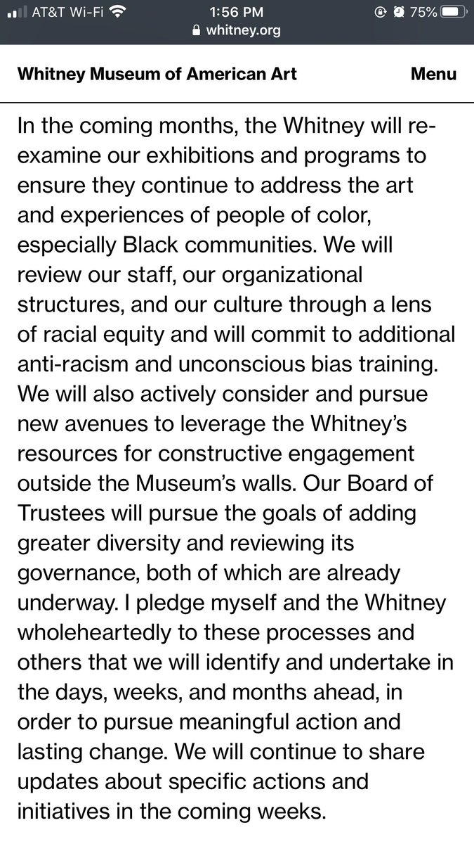 trashflower__'s tweet photo. .@whitneymuseum's statement about 'standing with black communities' &amp; 'being committed to doing what is right'

...then literally doing the opposite for their re-opening exhibition. cc: @seeinblackphoto @gionvalentine 

> https://t.co/ZxeTsSuh1E

> https://t.co/jeJLAQ9tI7 https://t.co/qsTNUT3FAI