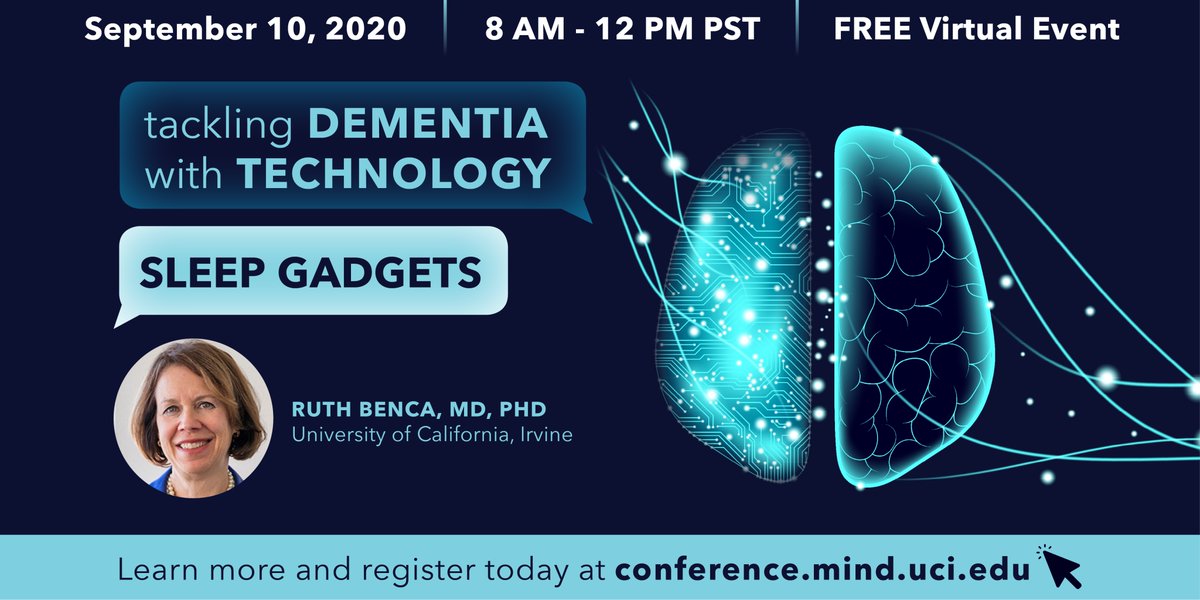 ucimind's tweet image. 💤Sept 10th virtual #Alzheimers Research Conference #TechTopic - Dr. Ruth Benca will discuss innovative #technologies used in #sleep research. 

Register: conference.mind.uci.edu 

@UCIrvineHealth @UCIrvine @UCIrvineSOM @OCAlzheimers #tech4alz