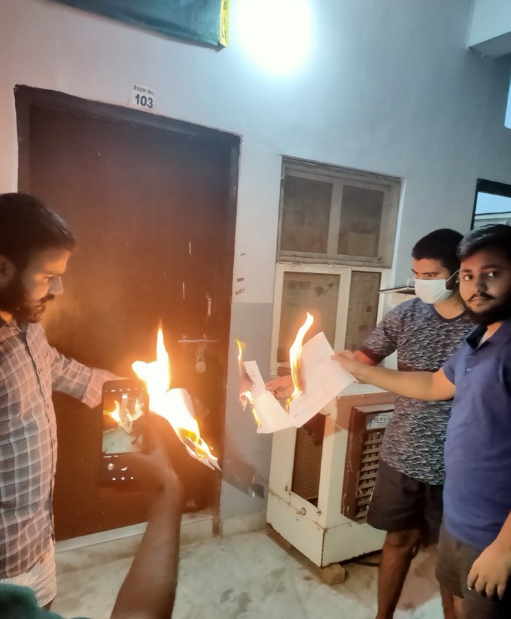 shreyasaumya4's tweet photo. Burning admit card = BOYCOTT #MODIJI_HELPJEENEET https://t.co/eMhGcbNsyY