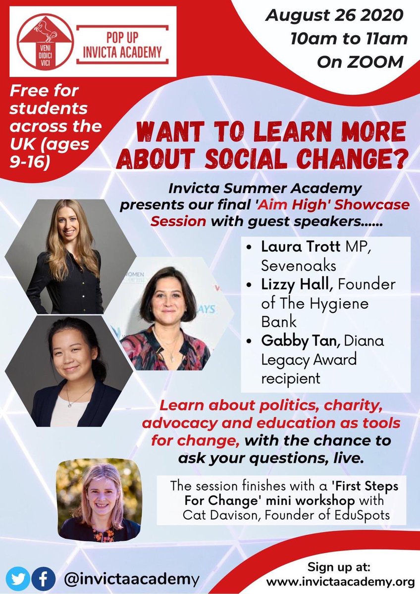 Our final showcase tomorrow and not to be missed if your interested in social change. Starts 10am. Register now at invictaacademy.zoom.us/webinar/regist… <a href="/Leila_Roy/">Leila Roy</a> <a href="/Shree_Parkinson/">Shreena Parkinson</a> <a href="/InvictaAcademy/">Invicta National Academy</a>