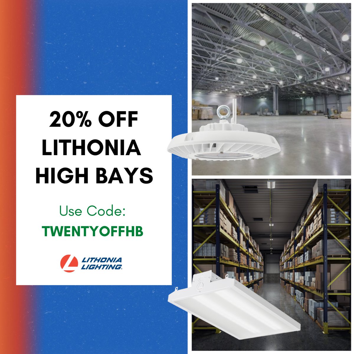 We're giving you 20% off Lithonia JEBL and IBE LED High Bays! These affordable and easy to install lights cut costs and can withstand industrial environments in order to meet the needs of your space. Use Code: TWENTYOFFHB

JEBL:ow.ly/SxTE50B8Qxd
IBE:ow.ly/rzZ950B8Qxe