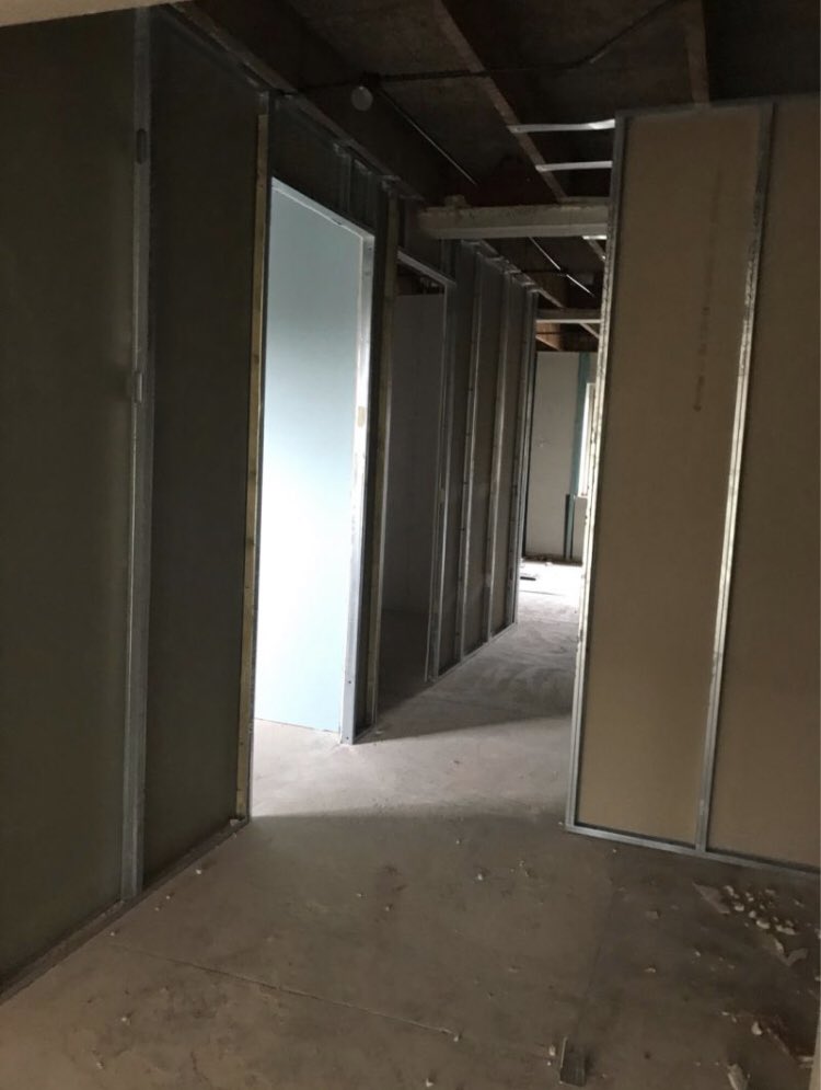 HindleyCLtd's tweet photo. Works are now well underway on our commercial to residential conversion in Sutton Coldfield High Street. The metal tracking partitions are now all erected, with first fixing beginning today. The dilapidation to the ground floor is now near completion, ready for the new tenant. https://t.co/NmqqGxib7l