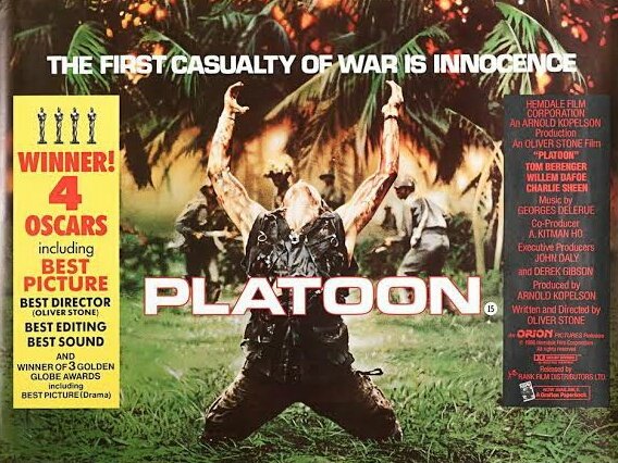 10. PLATOON Year: 1986Language: English Cast Willem Dafoe, Tom Berenger, Charlie Sheen, Johnny Depp, Forest WhitakerDirector: Oliver StoneNote: Won 4 Oscar Awards