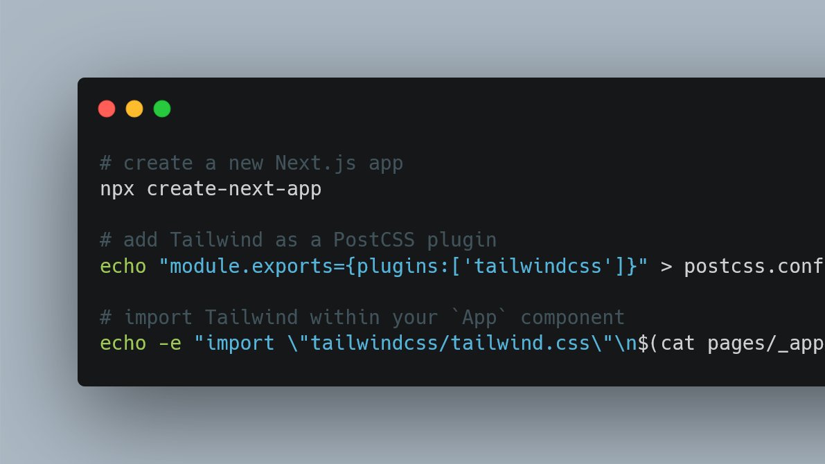 Possibly The Easiest Way to Add <a href="/tailwindcss/">Tailwind CSS</a> to your Next.js app