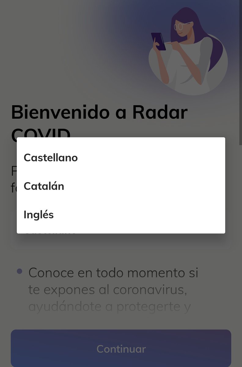O goberno do Estado recomenda instalar a app de Covid, que se pode pór en castelán, catalán e inglés. E o galego? cc <a href="/amesanl/">A Mesa Normalización Lingüística</a> #liñadogalego