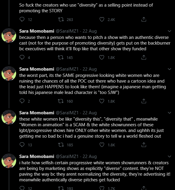 But I noticed a couple of things that don't make too much senseHere's what specifically caught my eyeIf we're thinking about HGS, why is it that we're blaming the creators and showrunners for the promotion that Crunchyroll made? And that promotion didn't promote diversity in--