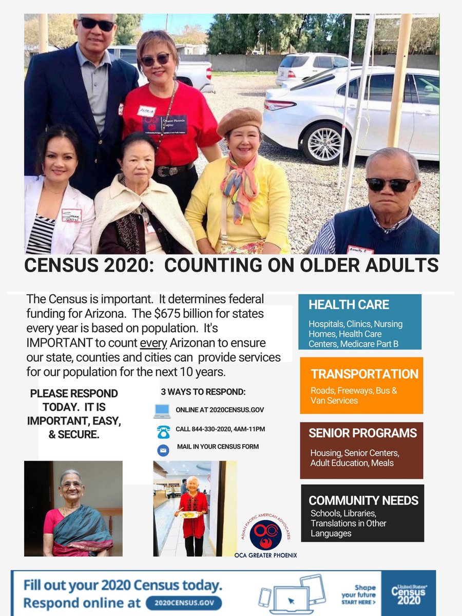 OCAGPC's tweet photo. Let's make sure that everyone gets counted including our senior community members. #seniors #2020uscensus https://t.co/khD8J7kyxW