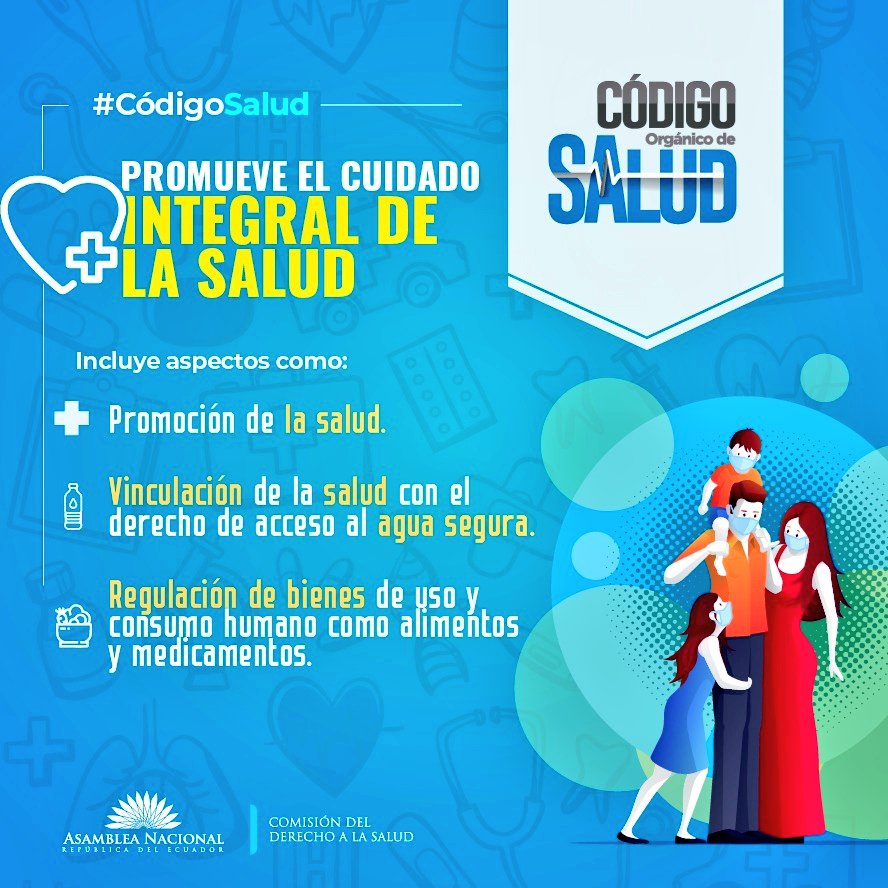 Con el #CódigoSalud se establecen políticas públicas para la promoción en salud, prevención de enfermedad, recuperación, rehabilitación, cuidados paliativos y de largo plazo.
🤝 Atención oncológica.
👩‍🦼Inclusión y accesibilidad.
🍼Derecho a la lactancia.
📢Promoción de la salud.