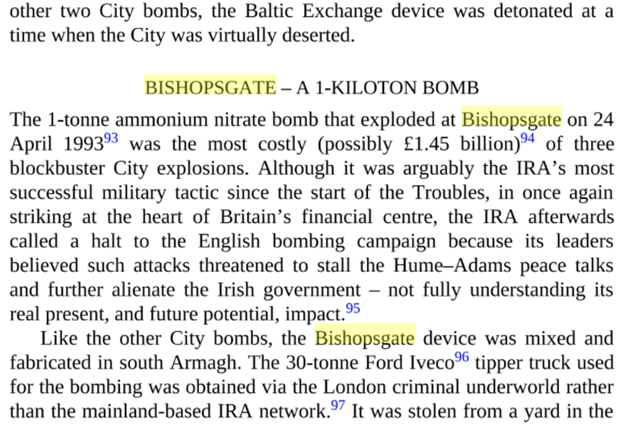 Huh? ANFO more powerful than TNT? But Oppenheimer then does something INSANE transforming his 1,200 kg TNT equiv ANFO bomb into "Bishopsgate - A 1-Kiloton Bomb" "the equivalent explosive power of a small tactical nuclear weapon (‘mini-nuke’) – but without the radiation”!21/