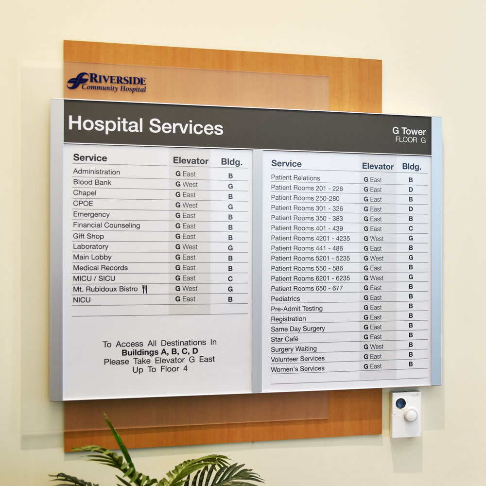 APCOSigns's tweet photo. Poor #signage can result in lost, frustrated visitors, wasted time for staff, and lower #HCAHPS scores. APCO has been solving these problems for healthcare facilities for over 50 years, offering expertise from ##wayfinding and #ADAcompliance to fabrication and installation. https://t.co/ALapcIarJE