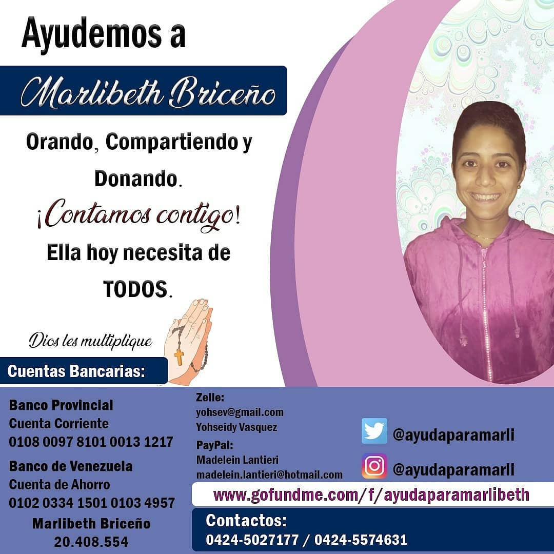 ayudaparamarli's tweet image. Tengo un Linfoma Hodgkin  en recaída. Necesito comenzar urgente tratamiento con inmunoterapia (nivolumab) para luego realizar trasplante de médula. Ayúdame con un RT y que este mensaje llegue a muchas personas que me puedan apoyar @alexagomez2000 @AlainNeil @LuisOlavarrieta