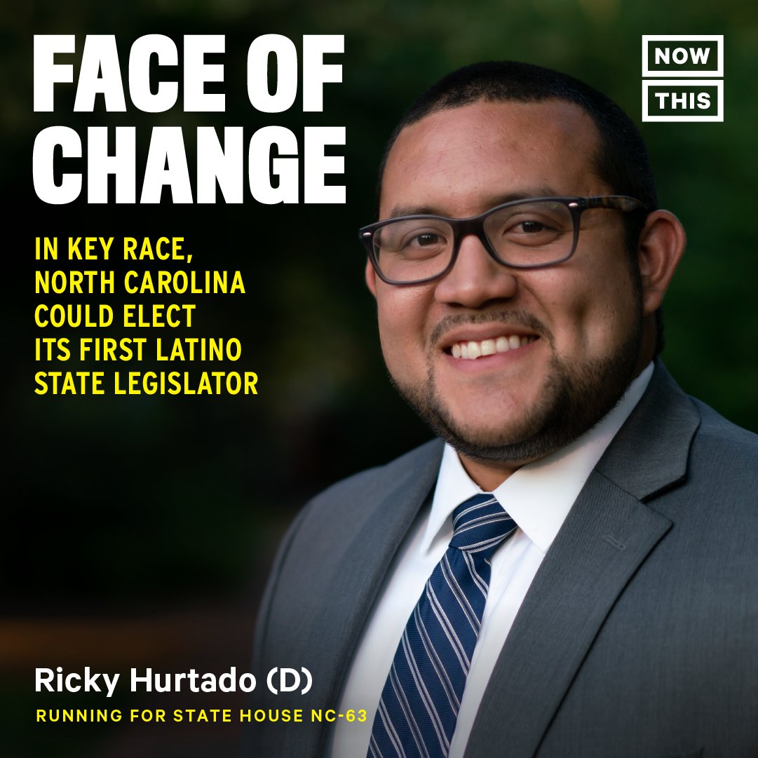 nowthisimpact's tweet photo. NowThis is highlighting elections that could change the face of America. @rickyhurtadonc, a child of immigrants and first-gen college grad with a master’s from Princeton, is in a race that could decide whether Democrats flip North Carolina’s state House. https://t.co/S7XdiNFttj