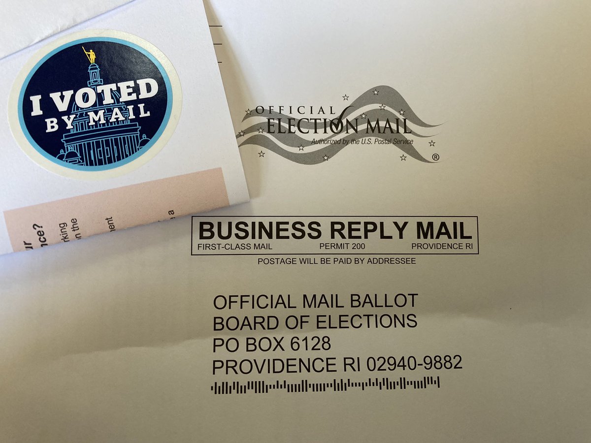 mtpoc's tweet photo. .@AlexandraMontgo & I voted by mail yesterday for the RI state primary in September (including our local primaries in Cranston). However you choose to vote, make sure you are counted! @RI_BOE @RISecState @NellieGorbea @NickLima7 #BeAVoter #VotefromhomeRI #VotereadyRI https://t.co/uIonnxZkWF