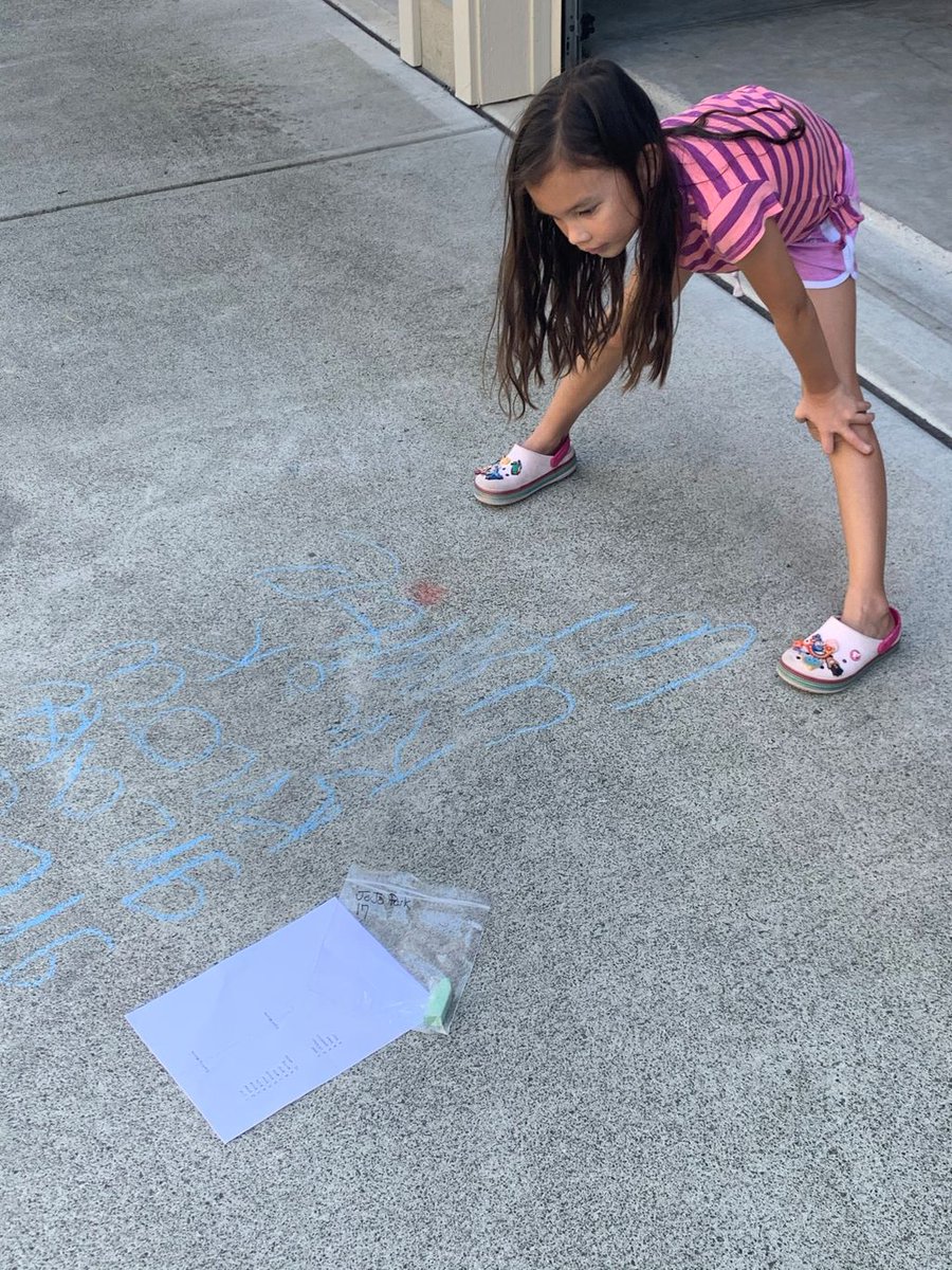 StMSCary's tweet photo. Mrs. Shrader's student Jody enjoyed practicing her spelling words outside today! Great work! #StMSDistanceLearning https://t.co/igfyYghEX0
