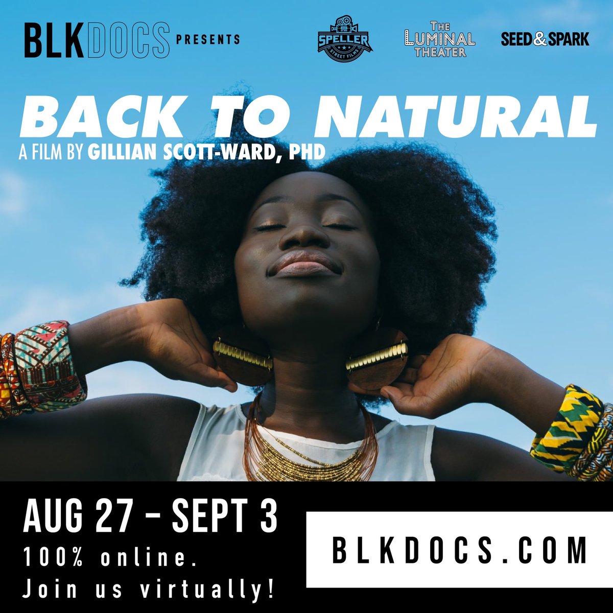 JenellBStewart's tweet photo. .@blkdocs20 returns this Thursday (August 27) through September 3 with the powerful documentary BACK TO NATURAL, a revelation of the intersection of hair, politics, & racial identity in Black communities. Get your tickets today: https://t.co/2FmDghz4TF #blkdocs https://t.co/EZayFQ81ff