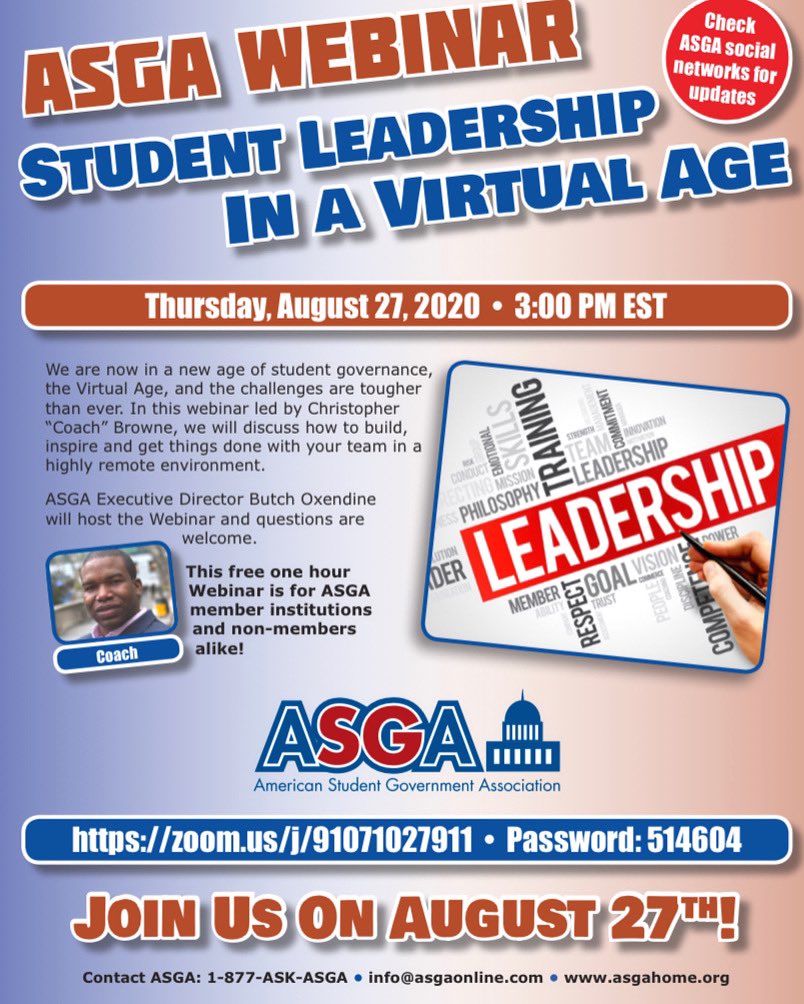 MrCBrowne's tweet photo. The student leadership experience is undergoing such a dynamic shift and the challenges are tougher than ever. Stand out from among your peers with expert student leadership and development insights.This webinar is free for ASGA members and non-members. You do not want to miss🔥 https://t.co/VWJ2JnFyoo