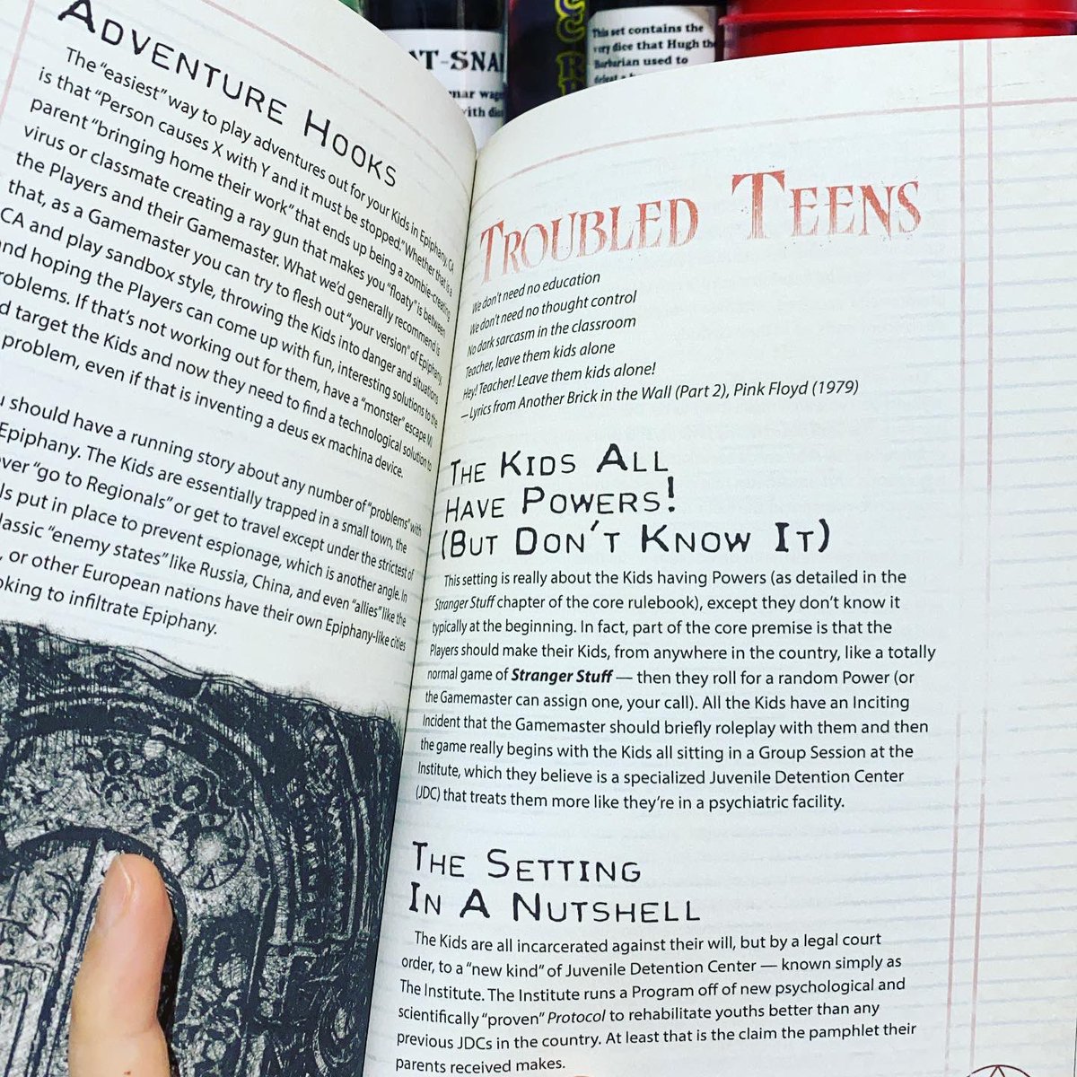 diogo_oldskull's tweet photo. #StrangerSettings is a sourcebook for #StrangerStuff, a #TinyD6 game about meddling kids in the 80s who bump into #Supernatural things! This presents some new setting options, such as kids with super powers they are still trying to control, a school of witches and so on! https://t.co/VH3l8ih9WF
