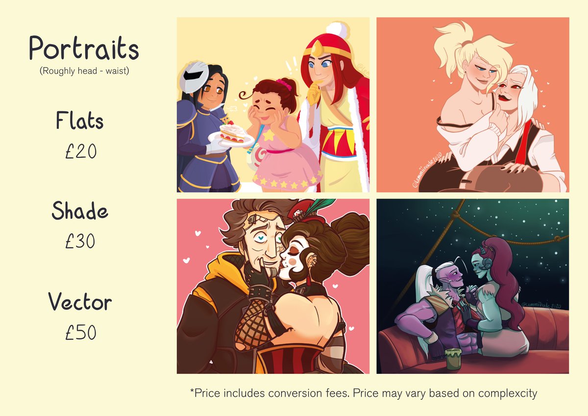 Lemmiinade's tweet photo. I'm finally able to post my commission prices for anyone interested! 

Prices include conversion fees, payments must be made via Paypal. Feel free to email me at Lemmiinade@gmail.com or direct message me! 

Please share and retweet the post I would very much appreciate it! <3 https://t.co/MYpj0jHG77