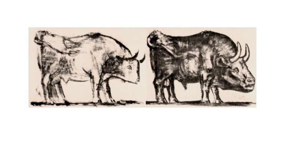 3/ The first two prints of Picasso's bull are an extremely realistic representation.