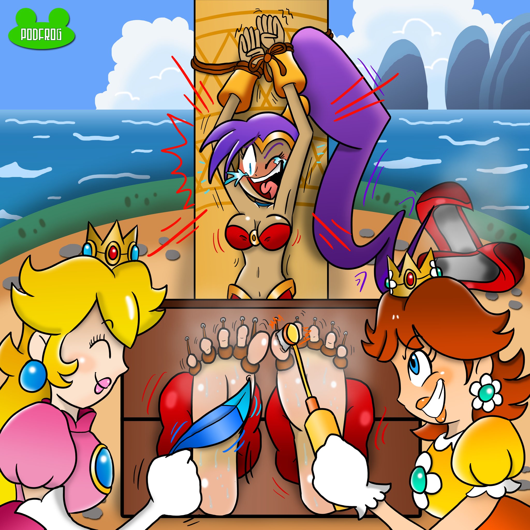 PodFrog on X: Here's a glimpse at a really weird vacation Peach and Daisy  took to Scuttle Town. They wanted to tickle Shantae into granting their  wishes. She's not that kind of