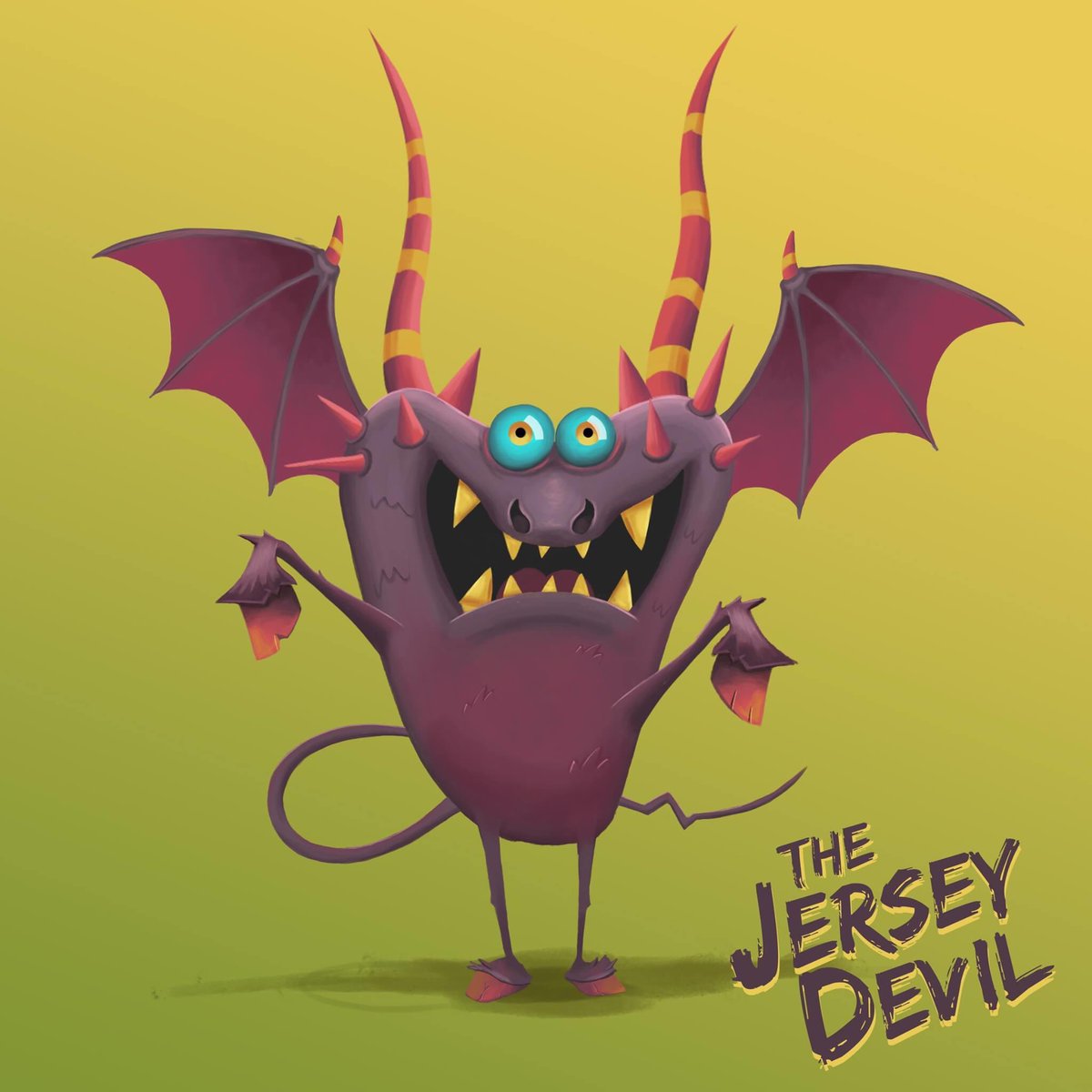 ChipTheDesigner's tweet photo. @SquatchyGames @thing12games We’re keeping our illustrations less intense as well. This is the Jersey Devil. https://t.co/BbOK1joWj0