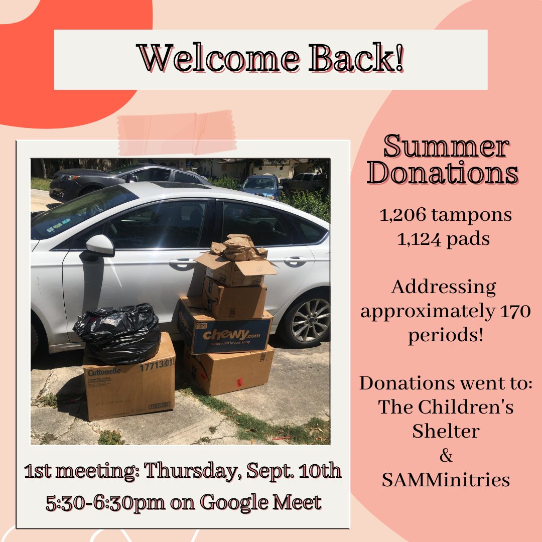 PeriodUTSA's tweet image. Welcome to Fall 2020 semester, ‘Runners! PERIOD is so excited to take on this new normal with y’all! To recap our Summer, yep we still made donations! Our first general meeting will be held on Google Meet(meet.google.com/ctz-ucrj-wtz) on September 10th at 5:30 PM! #UTSA