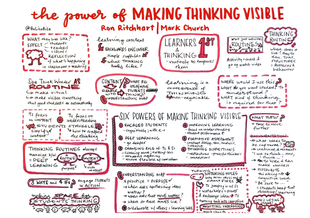 BuLisaBisa's tweet photo. 💁🏻♀️Finally! Time to enjoy @RonRitchhart @mchurch_thinks invigorating talk about “The Power of Making Thinking Visible” run by @pzsydnetwork 💭 #PMTVchat
📝 #Sketchnotes of key learnings. As workmate says, she can hear my brain percolating from afar & it is LOUD right now! 🧠⚡️🤣 https://t.co/vmYX2s1rs6